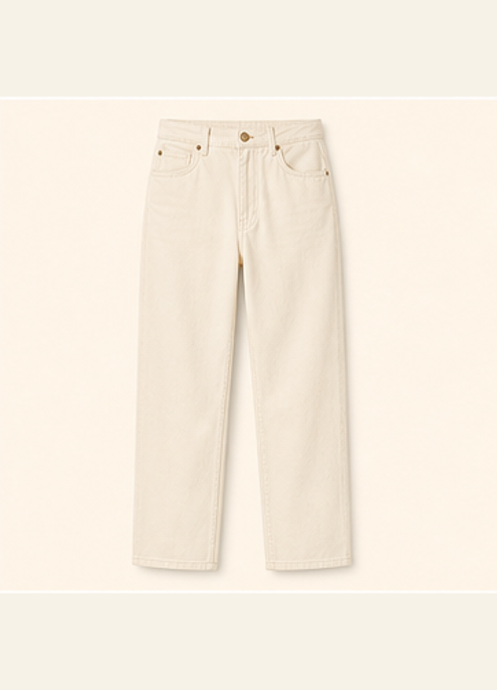Cream straight-leg jeans
