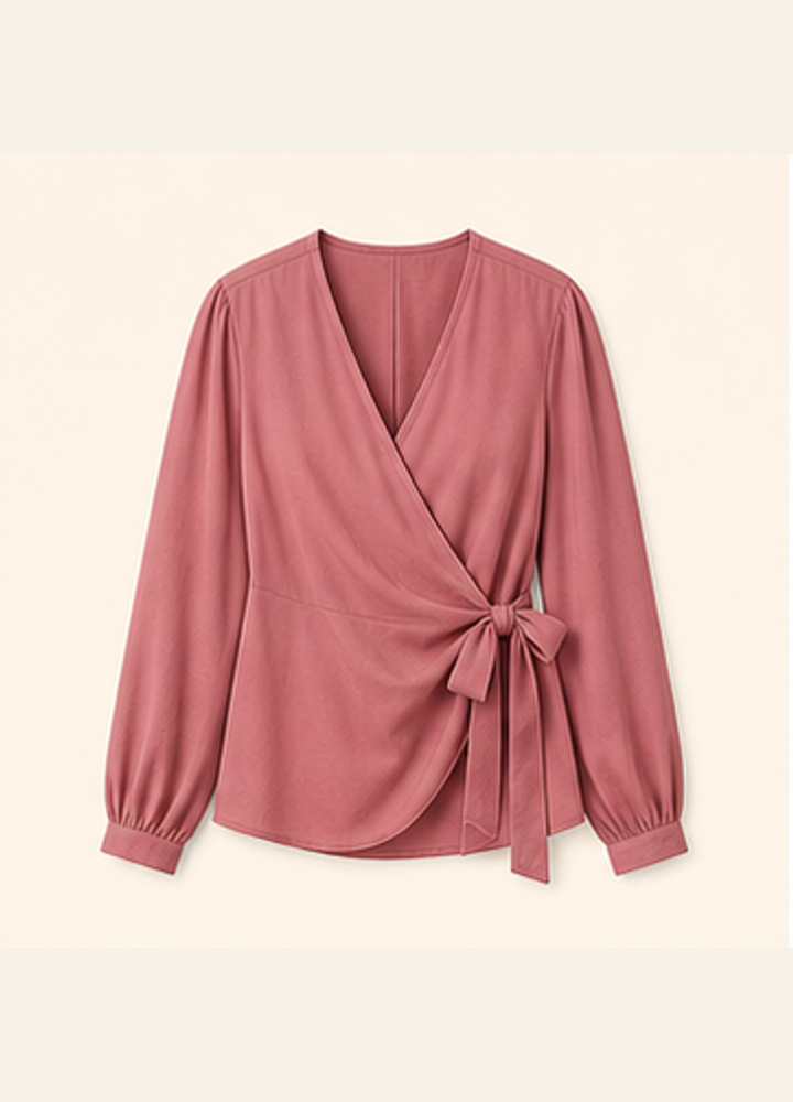 Dusty rose wrap blouse
